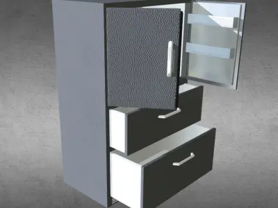 Animated Old Leather Fridge Low-poly 3D model