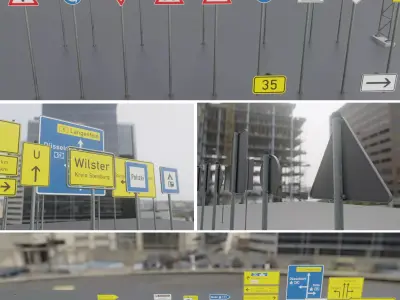 German Traffic Signs Package 1 Low-poly 3D model