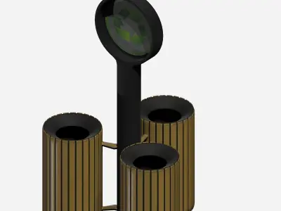 Triple cage type circular wooden trash can Low-poly 3D model