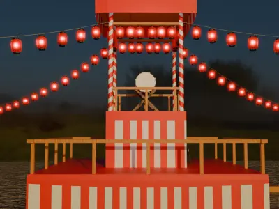 Tower of japanese summer festival 3D model
