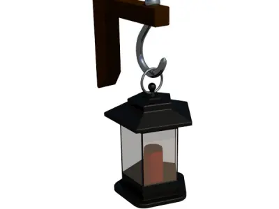 Vintage Hanging Lantern with Candle 3D model