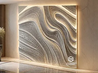 decor set wall panel relief mural CNC 16 3D print model