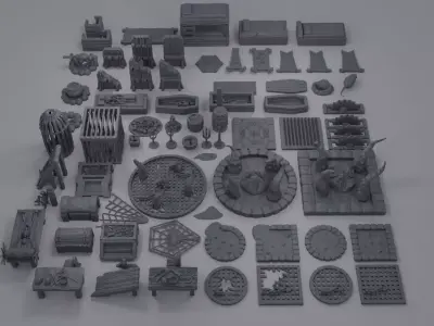 Dungeon Environment Pack 75 Scatter Tabletop terrain 28 mm 3D print model