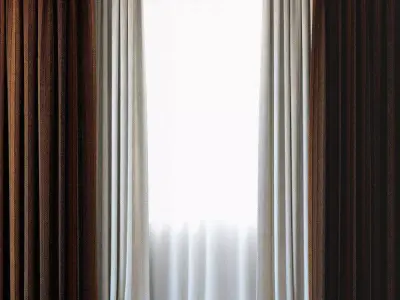 Curtains 09 Canvas curtains and tulle 3D model