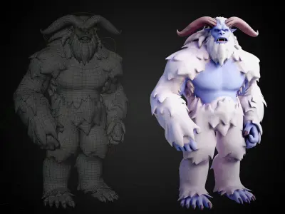 Yeti - Rigged Stylized Creature 3D Model for Blender Low-poly 3D model
