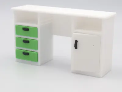 Classic Desk with functional door drawers  3D print model