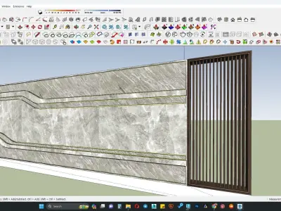 Modern boundary wall 3d model 3D model