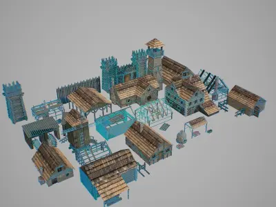 Village L1 Low-poly 3D model