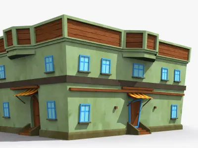Cartoon House w Low-poly 3D model