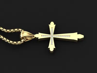 High Cross Pendant Light Gold 18K 3CP014 3D print model