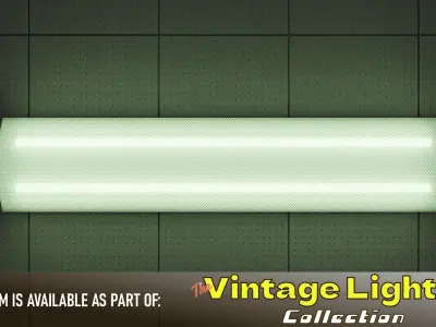 Vintage Ceiling Fluorescent Light Fixture Low-poly 3D model