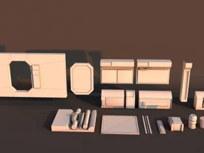 Sci-Fi Modular Corridor Low-poly 3D model