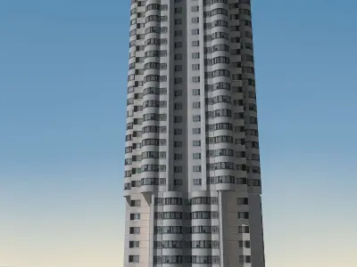 Building Lowpoly high rise apartment Low-poly 3D model