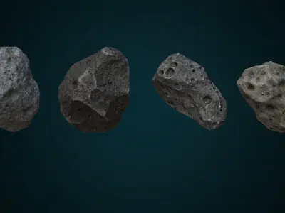 Asteroids- Meteorite 4 pack Low-poly 3D model