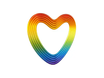 Line Heart Icon v1 014 Low-poly 3D model