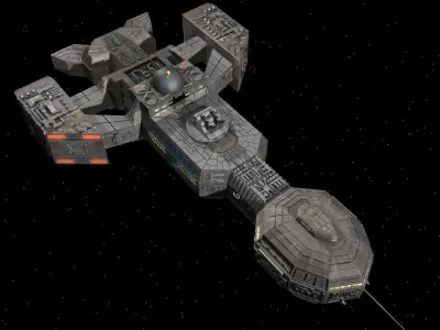 USS Langley Gunship 3D model