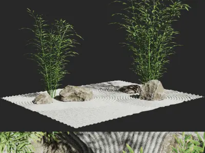 Lowpoly Japanese Rock Zen Garden 06 - PBR Low-poly 3D model