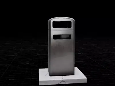 Realistic Urban Street Trash Bin Game Ready Prop 3D model