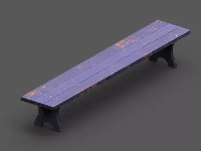Street Bench Low-poly 3D model