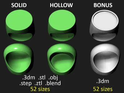 20 mm Signet ring Pack 3D print model
