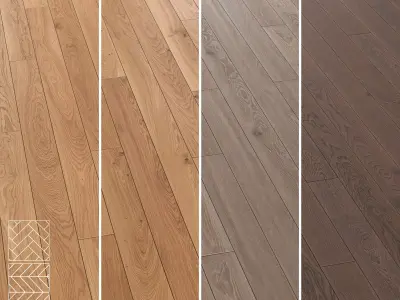 Boen Parquet Wood Floor Collection - 5 Layouts and 4 Colors- 4K  3D model