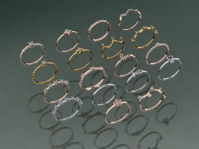 Light Gold Rings 3D print model