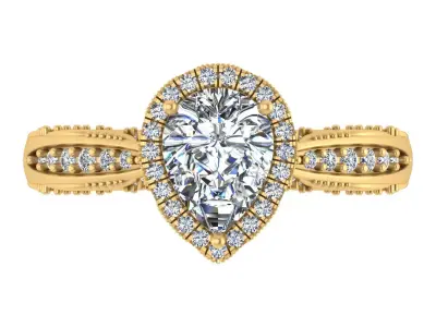 Pear-Cut Blue Gemstone Engagement Ring 3D print model