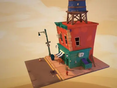 stylized house 3D model