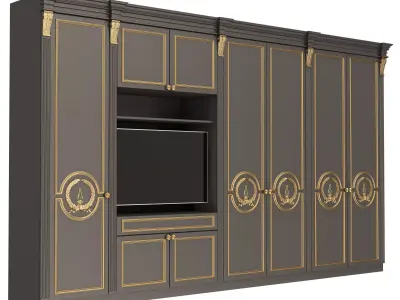 Classic Wardrobe Furniture 0401 Black Low-poly 3D model