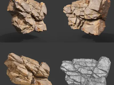 High Poly Yellow Cliff Face 221208 - Ultra HD 16K Texture 3D model