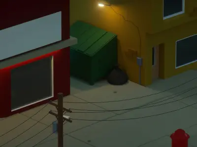 3D Low-poly town street 3D model