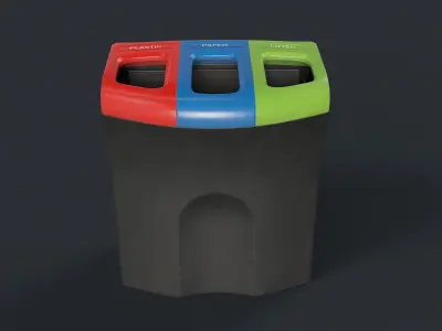 Street Trash Can 30 PBR Game Ready Low-poly 3D model