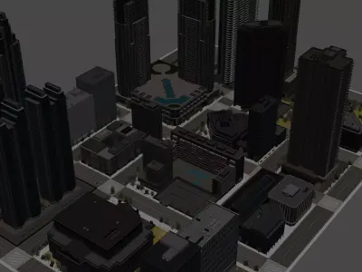 Realistic City with tall buildings Free low-poly 3D model