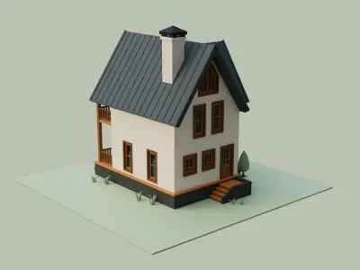 Low Poly House Low-poly 3D model