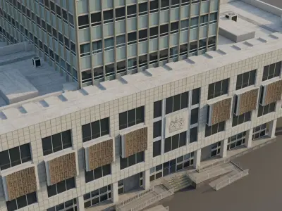 Camberwell Magistrates Court - Modernist London Office Building Low-poly 3D model
