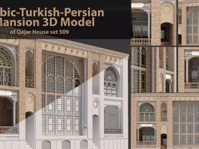 Arabic-Turkish-Persian Mansion 3D Model of Qajar House set 509 3D model