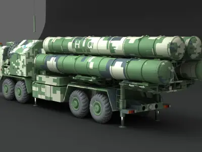 China Army Red flag 9 air defense missile 3D model