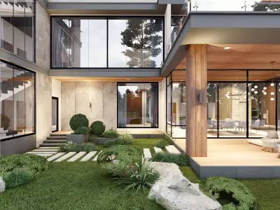 Modern 3 Story Villa 3D 2D Model  SketchUp 3D model