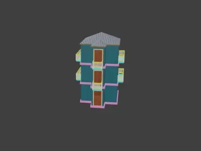 Stylish City Building Low-poly 3D model