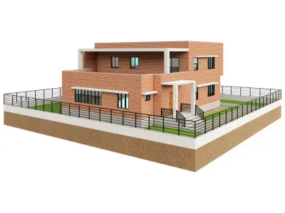 Modern Brick House 1 3D model