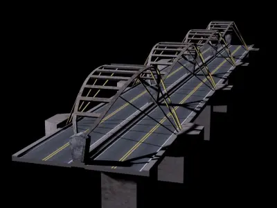 Bridge Model with two metal beams Low-poly 3D model
