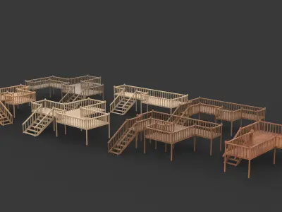Multi wooden Deck 3D model
