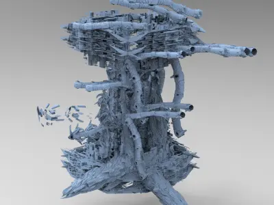 Cyberpunk asteroid base 2  3D model