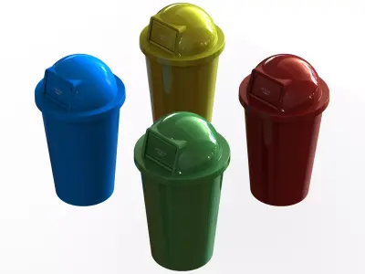 Plastic Trash Bin Set in Many Color 3D model