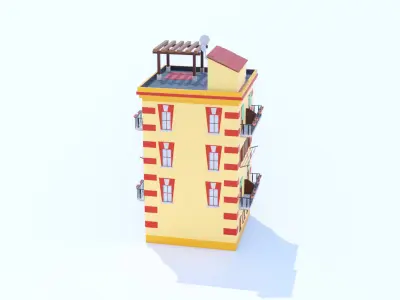 Italian Building number 5 Lowpoly Low-poly 3D model