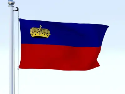 Animated Liechtenstein Flag Low-poly 3D model