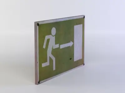 Green exit sign Low-poly 3D model