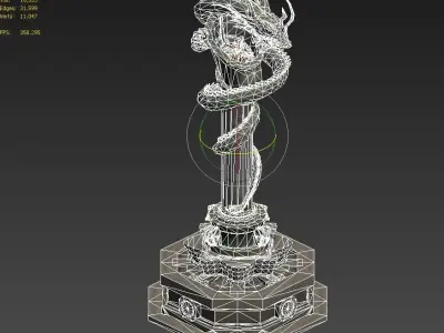 Dragon statue pillar game ready low poly Low-poly 3D model