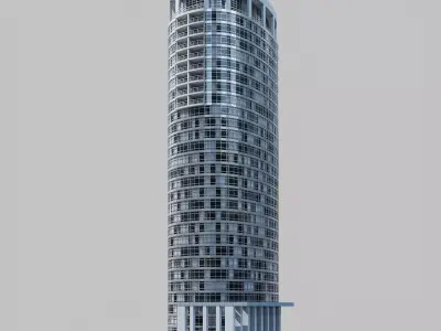 Hihgrise residential building Low-poly 3D model