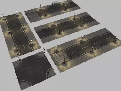 Modular Night City Street Pack Low-poly 3D model